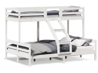 Køjeseng 90x200/140x200 cm massivt fyrretræ hvid