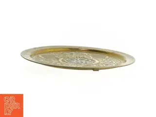 Graveret messingfad (str. Ø. 39 cm)