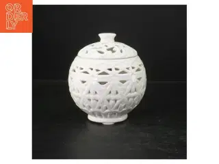 Dekorativ porcelæns krukke/skål med låg fra Villa Collection (str. 15 cm)