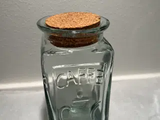 Caffe krukke i glas og med korklåg