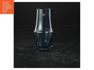 Blå glasvase fra Holmegaard (str. 15x8 cm)