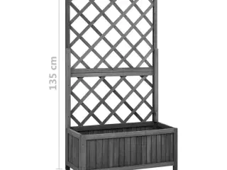 Plantekasse med espalier 70x30x135 cm massivt fyrretræ sort