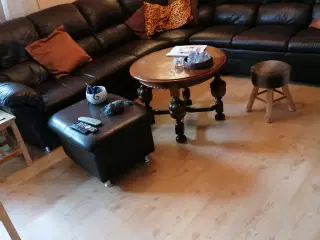 Brun læder hjørne sofa
