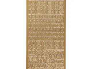 Stickers, bogstaver, ark 10x23 cm, guld, 1 ark