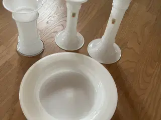 Holmegaard  vase, skål og lysestager