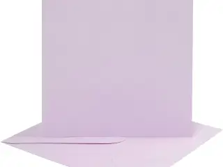 Kort og kuverter, kort str. 15,2x15,2 cm, kuvert str. 16x16 cm, 210 g, lys lilla, 4sæt/ 1 pk.