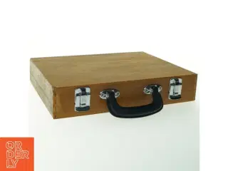 Ubrugt træmalerkasse med palette (str. 33,5x25x6,5 cm)