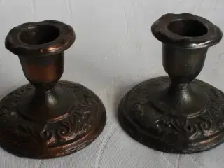 2 lysestager af bronze