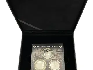 Vikingernes Drageskib-Smukt sæt sølvmønter