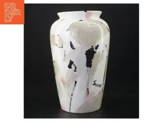 Håndmalet Keramikvase med abstrakt dyremønster (str. 23 x 15 cm)