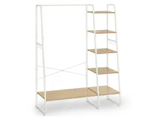 Tøjstativ med hylder åben garderobe, 45 × 120 × 160 cm, eg/hvid