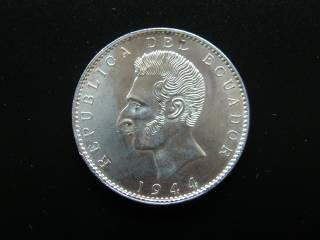 Ecuador  2 Sucres  1944  Sølv  KM#80