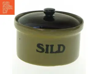Keramisk sildekrukke med låg (str. Ø 14 cm)