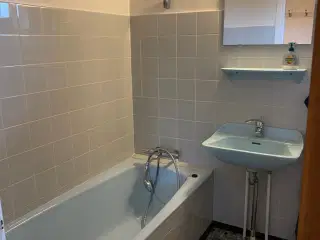 retro badekar samt håndvask i lyseblå