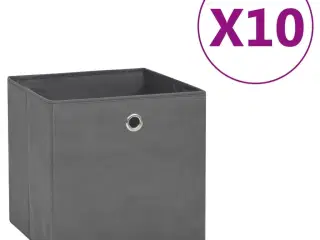 Opbevaringskasser 10 stk. ikke-vævet stof 28x28x28 cm grå