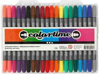 Colortime Dobbelttusch, streg 2,3+3,6 mm, standardfarver, 20 stk./ 1 pk.