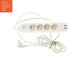 Strømskinne med 4 stik og 2 USB-port (str. 30 cm)