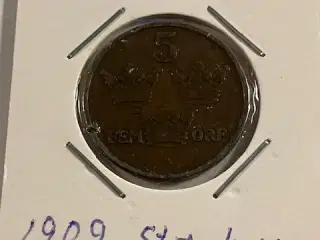 5 øre 1909 Large Cross Sweden
