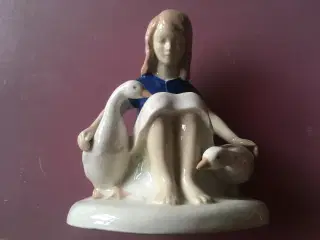 Porcelæn, pige med ænder
