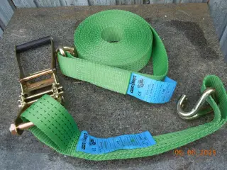 Surringsrem flere ton  50 mm x 9,5 m. Med skralde.