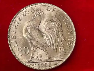 20 frank 1908 guld mønt