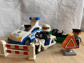 LEGO Duplo politibil, motorcykel, 3 betjente, hund