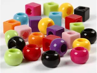 Plastperler, str. 11 mm, hulstr. 7 mm, ass. farver, 75 g, 150ml/ 1 pk.
