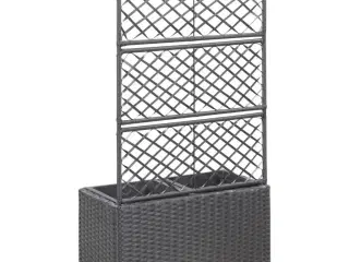 Espalier med plantekasse 2 krukker 58x30x107 polyrattan sort