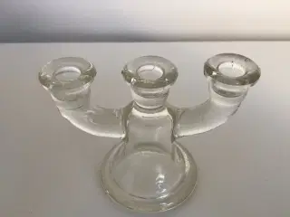 3 armet lysestage i klart glas