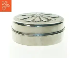 Sølvfarvet Vintage oval blomsterpræget Metal æske (str. 11x9 cm)