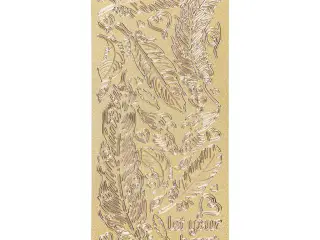 Stickers, fjer, ark 10x23 cm, guld, 1 ark