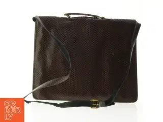 Brunt skind skuldertaske (str. 36 x 30 cm.)