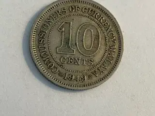 10 Cents 1949 Malaya & British Borneo