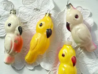 Papegøjer, forskellige farver, 4 stk samlet, NB