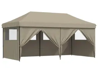 Foldbart pop up-festtelt med 4 sidevægge gråbrun