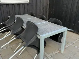 Havemøbelsæt Granitbord + 6 stole