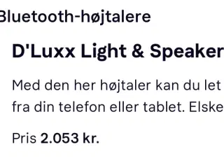 Lampe med lys og højtaler.