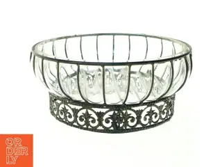 Skål af Glas støbt i metal ramme (str. 30 x 13 cm)