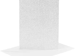 Kort og kuverter, kort str. 10,5x15 cm, kuvert str. 11,5x16,5 cm, glitter, 120+250 g, sølv, 4sæt/ 1 pk.
