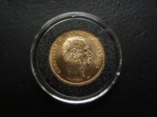 20 kroner 1890 guld unc perfekt kv.0! FAST PRIS