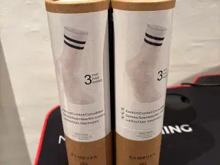 Bambusa stribede tennis sokker hvid 3 pack