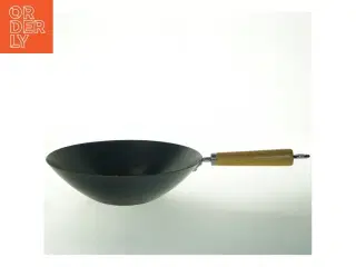 Wokpande med træhåndtag (str. Ø 34 cm)