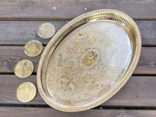 Smuk Scandia Gold serveringsbakke med tilhørende 4