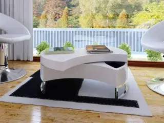 Sofabord justerbart højglans hvid
