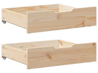 Sengeskuffer med hjul 2 stk. 65x55x17 cm massivt fyrretræ