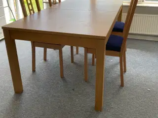 Spisebord egetræ m stole 