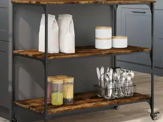 Køkkenvogn 102x50x95 cm konstrueret træ røget egetræsfarve
