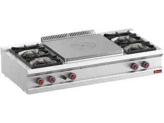 Gaskomfur 4 blus (4x 7 kW ) & Central glødeplade