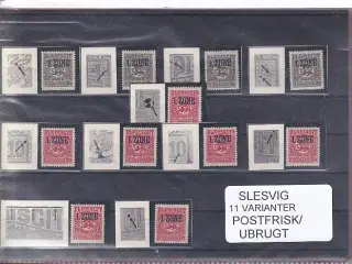 Danmark -  Slesvig - 11 Varianter - Postfrisk/Ubrugt