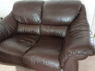 Brun lædersofa, 2 pers